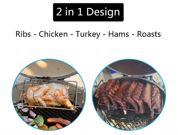 BBQ Grilling Rack for Smoking Turkey Rack Roaster Big Green Egg Accessories,304 Stainless Steel Roast Rack Dual Purpose fit for Large Big Green Egg and Kamado Joe Etc.