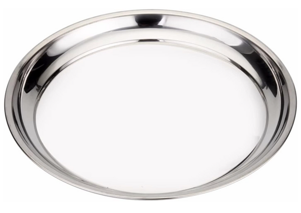 12 in Stainless Steel Pizza Pan Perfect for Big Size Green Egg, Kamado Joe, Weber & Acorn Grills & Smokers, Kitchenware Round Roaster Pan, Stainless Steel Drip Pan Reusable & Easy Clean