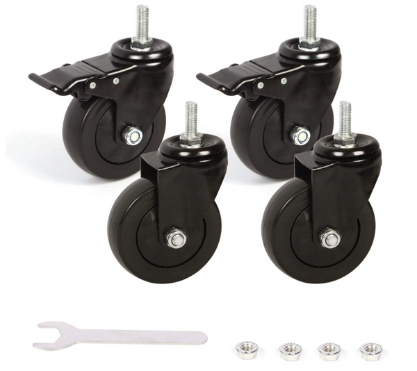 Caster Wheels Set of 4, 4inch Heavy Duty Metal Swivel Wheel Threaded Stem Mount Industrial Castors Wheel Kit Fits for Kamado Joe Series III Carts Rolling Carts Furniture Workbench Trolley