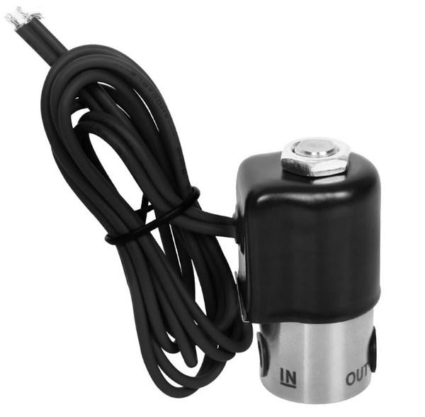 1/4" NPT Stainless Steel Electric Solenoid Valve for Fuel, 12V DC Normally Closed VITON 1/4" NPT In & 1/8" NPT Out, 120 PSI, 0.128" Internal Passage (Water/Methanol (Black))
