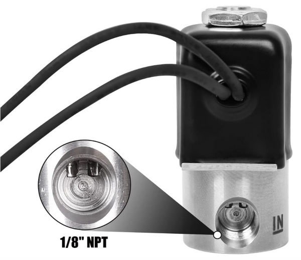 1/4" NPT Stainless Steel Electric Solenoid Valve for Fuel, 12V DC Normally Closed VITON 1/4" NPT In & 1/8" NPT Out, 120 PSI, 0.128" Internal Passage (Water/Methanol (Black))