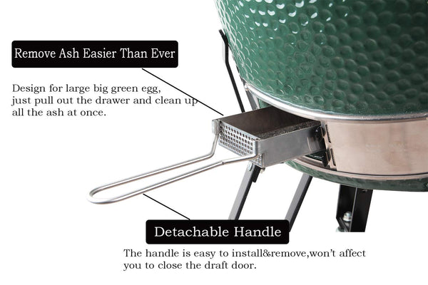 Mydracas Big Green Egg Accessories Ash Tool Slid Out ash Drawer Stainless Steel for Large Big Green Egg Accessories BGE Accessories Green Egg Replacement Parts ash Clean Tool - mydracas