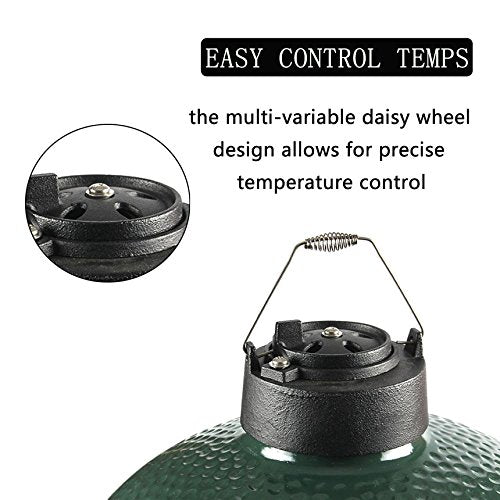 Mydracas Cast Iron Vented Chimney Cap for Big Green Egg Dual Function Metal Top,Big Green Egg Accessories Daisy Wheel for Large&Medium Big Green Egg Damper Chimney Cap Big Green Egg Replacement Parts - mydracas