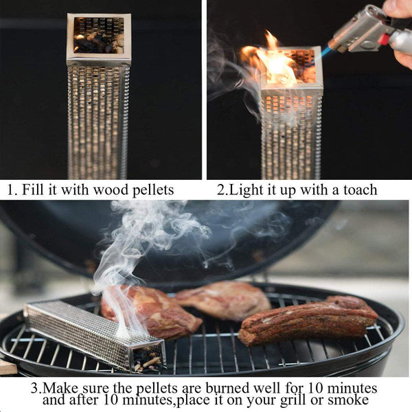 Mydracas Pellet Tube Smoker 12” - Up to 5 Hours Smoking - Add to Your Grill or Smoker for Extra Smoke Flavor - Cold & Hot Smoking - Works with Pellets and Wood Chips - mydracas