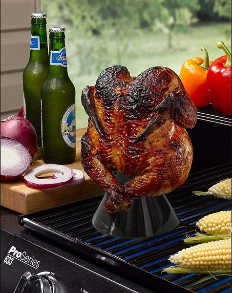 Mydracas Ceramic Chicken Roaster Rack Beer Can Chicken Stand Vertical Poultry Chicken Cooking BBQ Accessories, Non-Stick Ceramic Barbecue Tool for Big Green Egg, Kamado Joe, Ovens(Small+Large) - mydracas